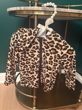 Kids Leopard Print Zip-Up Hoodie Jacket - Beige & Brown